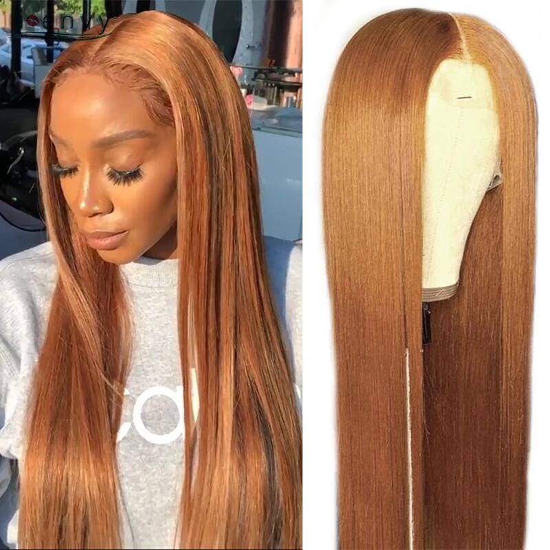Stema #8 Light Brown 13x4 Transparent Lace Frontal Straight Wig